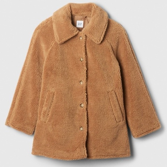GAP Sherpa Teddy Coat XL Camel Brown Womens - Picture 4 of 12